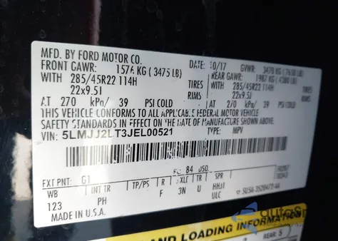 2018 Lincoln Navigator Reserve из США, поврежденный, VIN 5LMJJ2LT3JEL00521